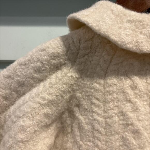 Felted Aran Woollen Mills Cardigan XS Ireland Merino Wool Shrunken Fit Girls 6-8 - Picture 9 of 11